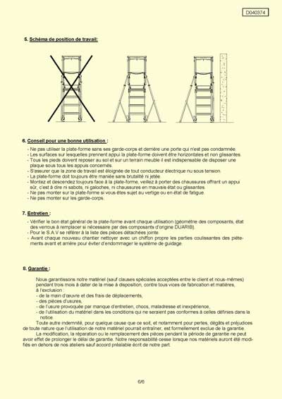 condition d'utilisation des plates-formes de sécurité